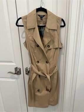 Lauren Ralph Lauren Tan Sleeveless Trench Coat Vest